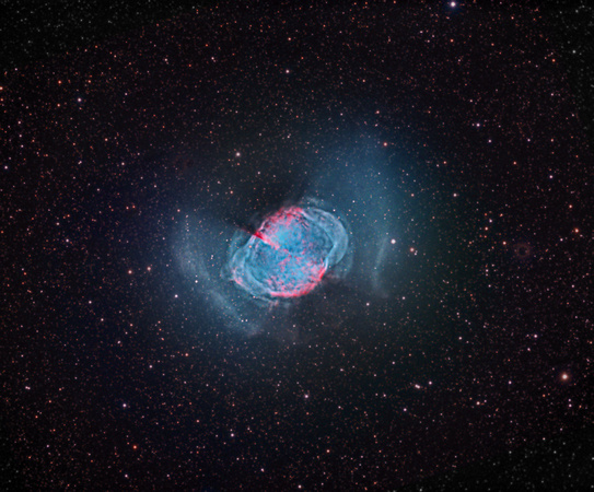 Messier 27 - The Dumbbell Nebula in HaO-IIIRGB